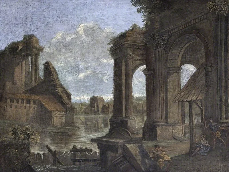 1673-Pietro Paltronieri - Capriccio, Rovine romane di Bologna